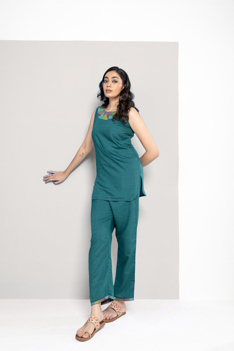 WOK Teal Green Cotton Co - Ord Set - Payal