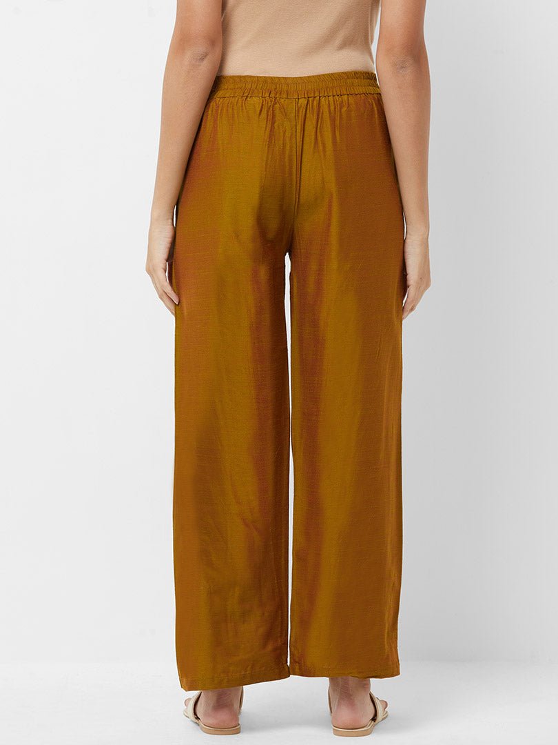 Buy Chhaya Gandhi Yellow Raw Silk Palazzo Pants For Women Available online  at ScrollnShops
